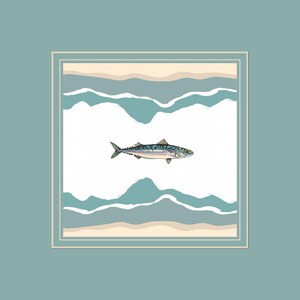 Coastal greeting card, Cornish mackerel