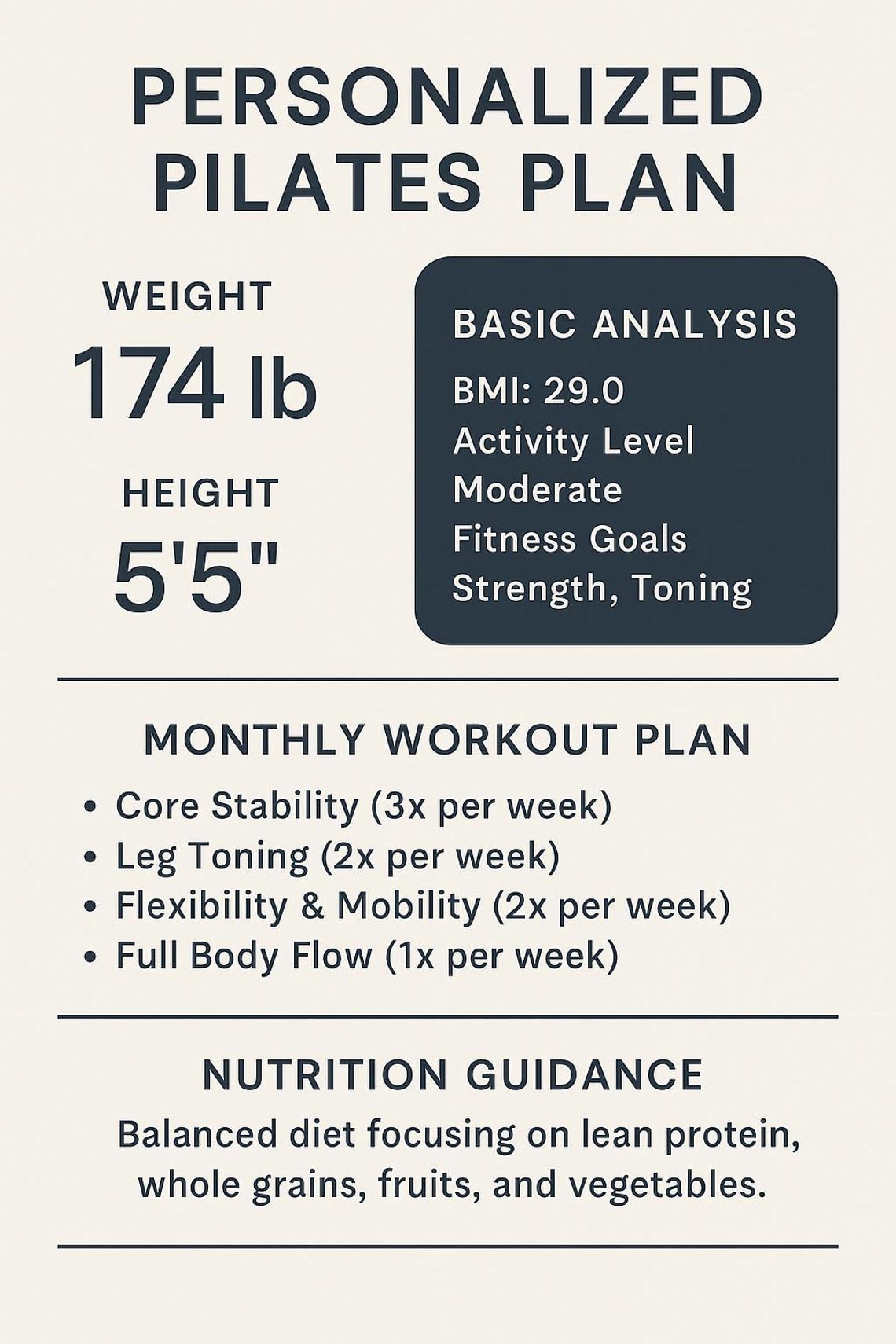 Custom 1-month Pilates Plan PDF, Personalized Workout Program With Body ...
