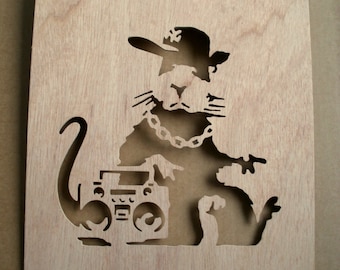 Banksy Hip Hop Rat Stencil