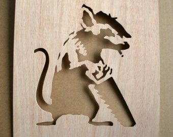 Banksy Sawing Rat Stencil