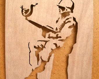 Banksy Soldier With Dove Stencil
