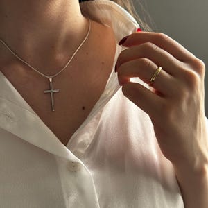 Christian Jewelry, Silver Cross Necklace, Faith Jewelry, Minimalist Necklace, Religious Cross Choker, Gift for Her