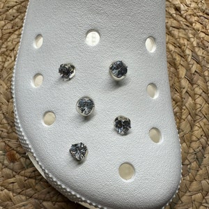 5 Shoe Charms, Crystal Heart Bling, Crystals, Button Shoe Clips, Unique Clog Decorations