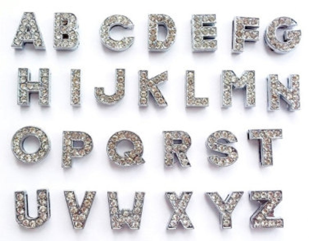 10pcs/lot 10mm Silver Letters Full Rhinestone Letter Fit DIY Wristband & Bracelet LSSL02