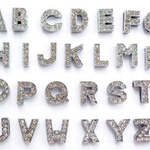 Choose Any 10/20/50/100 Gold Rhinestone Slide Letters Alphabet