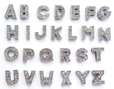 Rhinestone Letter Jewellery Slide Charms Way Goal 2 Pack Alloy A to Z  Alphabet