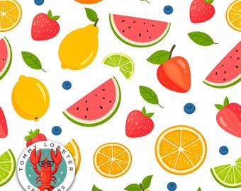 Summer Fruit Seamless Pattern: Printable Digital Paper (12"x12")