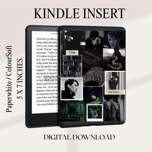 May include: Kindle insert with a collage of images, including text that reads "Tom" and "He Who Must Not Be Named Returns." The insert is labeled "Paperwhite / ColourSoft" and measures 5 x 7 inches. The words "Digital Download" are also visible.