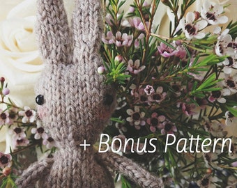 Hazel & Hattie Bunny Knitting Pattern + LIMITED TIME // BONUS pattern // Hazel's backpack!