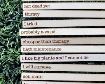 Plant Marker Stakes Engraved With Funny Phrases