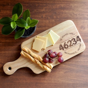 Personalized Cutting Board with Last Name and Zip Code
