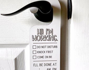 Work from Home Door Sign - Whiteboard Hanger with Chalkboard Back