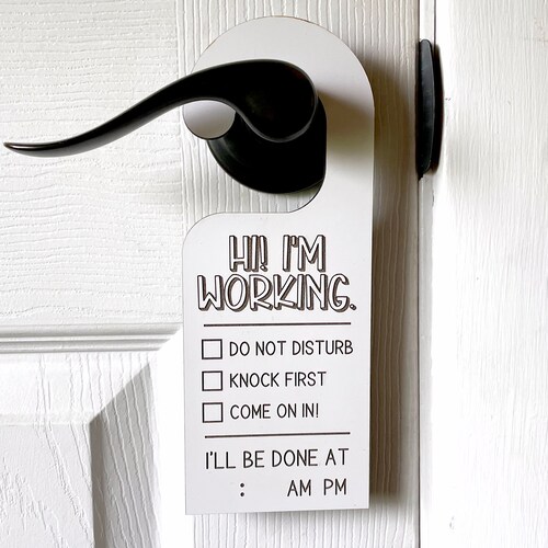 Work From Home Door Sign Whiteboard Hanger With Chalkboard Etsy