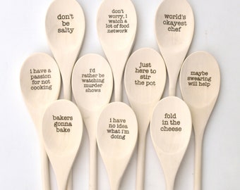 Funny Wood Spoons Engraved With Messages - Individual or a Set