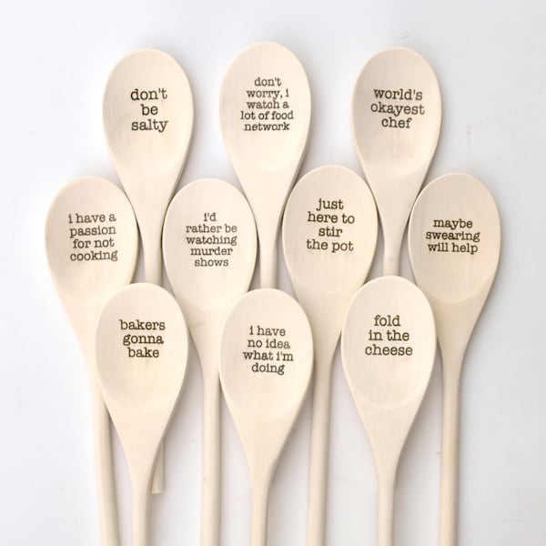 Funny Wood Spoons Engraved With Messages - Individual or a Set