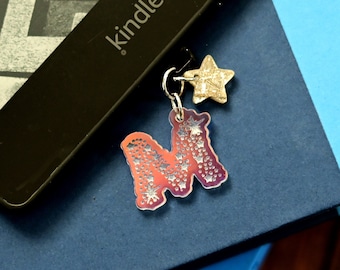 Custom Starry Initial E-Book Charm Dust Plug for Kindle or USB-C Devices