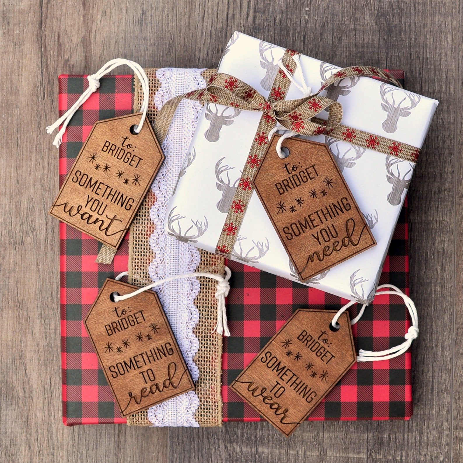 Personalized Wood Gift Tags Reusable Something You Want Etsy