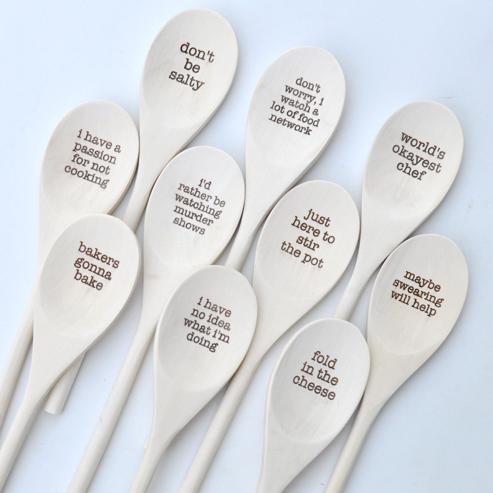 Funny Wood Spoons Engraved With Messages Individual or a Set Etsy