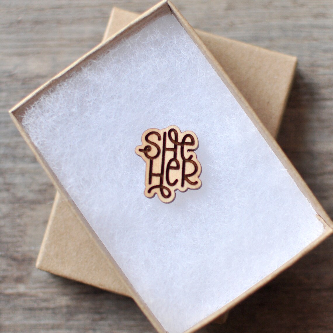 Pronoun Pins Engraved Wood She Her They Them He Him | Etsy