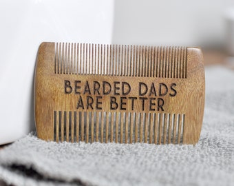 Bearded Dads Are Better Wood Comb - Engraved Beard Care for Men
