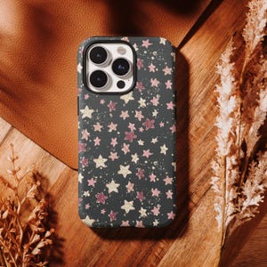Phone Case for iPhone 16 15 14 13 12 SE Pro Max & Samsung S24 S23 S22 S20 | Hard Cell Phone Cover Stars Gold Black Silver Aesthetic Starry