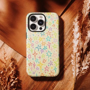 Phone Case for iPhone 16 15 14 13 12 SE Pro Max & Samsung S24 S23 S22 S20 | Hard Cell Phone Cover Stars Gold Black Silver Aesthetic Starry
