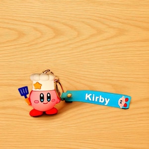 Chef Kirby Keychain - Cute Nintendo-Inspired Keyring - Gamer Gift - Kawaii Anime Bag Charm - Video Game Accessory - Kirby Merch