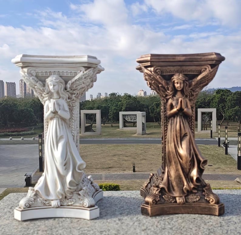 Angel Column Pedestal Statue | Praying Angel Wing Column | Classical ...
