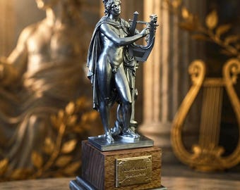 Estatua de resina de Apolo con lira: figura coleccionable de un dios griego