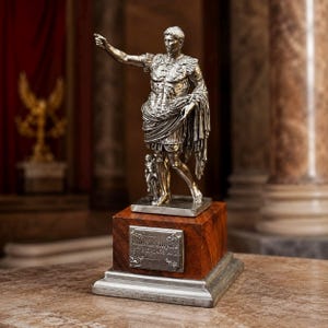 Augustus of Prima Porta Statue: Antique Silver Roman Emperor Decor