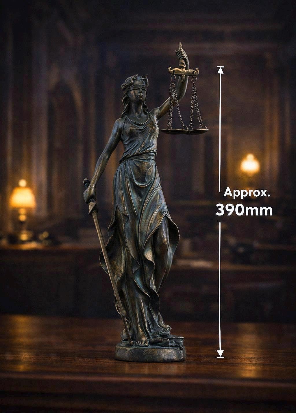 Statue Thémis En Laiton – Déesse De La Justice – Déco Bureau – Fabriquée Au Portugal