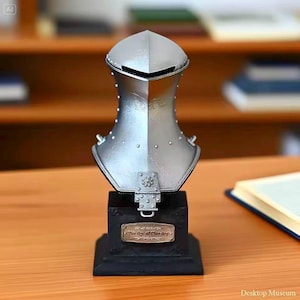 Medieval Knight Helmet Miniature: Gothic Sallet Armor Bust - Desktop Display
