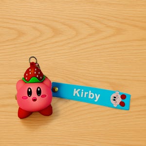 Strawberry Kirby Keychain - Cute Pink Nintendo Keyring - Kawaii Gamer Gift - Anime-Inspired Charm - Kirby Merch Accessory