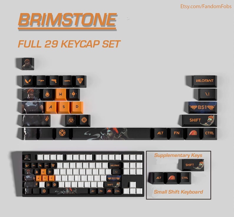 Valorant Inspired Keycap Set: Custom PBT Mechanical Keyboard Keycaps - Etsy