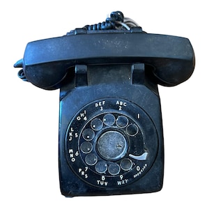 Telefono vintage a disco rotante nero - Classico telefono fisso anni '50/'60 - Arredamento di metà secolo
