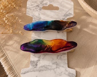 Liquid Kaleidoscope – Colorful Resin Hair Clips