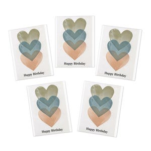 Chic Geburtstagskarten | Multi-Design 5er-Pack, handgemachte Karten, Herz-Design, perfekt für Feiern, Nachdenkliche Geschenke, Liebesbriefe