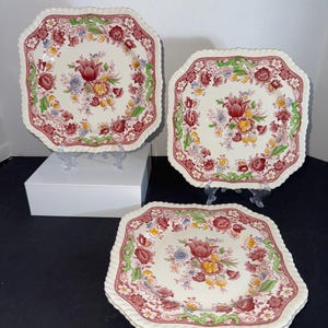 Set Of 4 - Johnson Brothers Winchester 7 1/2&quot; Square Salad Plates