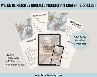 Crea un prodotto digitale con ChatGPT | Istruzioni, checklist, prompt e quaderno di lavoro | Guida per principianti scaricabile in PDF | E-book | Materiale bonus