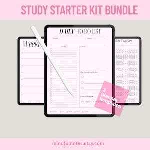 Study Planner Bundle Digital | Printable Templates To-do List, Weekly & Habit Tracker | Uni Lernplaner PDF zum Ausdrucken | bundle | iPad