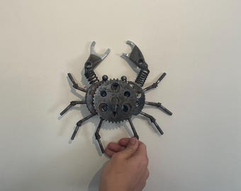 華道則天門で使う花を支える花留め蟹 金属製 赤いカニの金属工芸品 赤いカニのスクラップ金属リサイクルアート、カニの彫刻の置物 - Etsy 日本