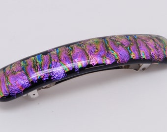 French Style Barrette, Large Barrette, Dichroic Glass Barrette, Hair Barrette, Hair Accessory, Hair Clip, Glass Hair Clip, #199