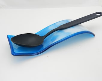 Kitchen Spoon Rest, Glass Spoon Rest, Spoon Holder, Gift for Cooks, Buffet Spoon Rest, Kitchen Accessory, #60