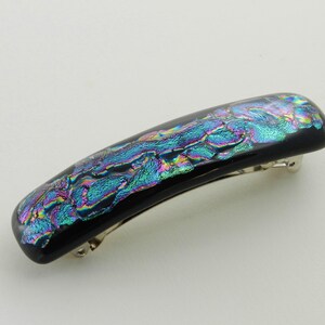 Medium Size French Style Barrette, Dichroic Glass Barrette, Hair Accessory, Glass Hair Clip, #360