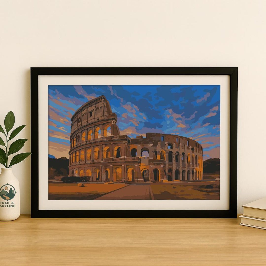 Colosseum Rome Print: Vintage Italy Travel Poster - Etsy