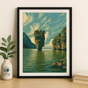 James Bond Island Print– Thailand Travel Poster | Phang Nga Bay Wall Art | Southeast Asia Decor - Wall Art Decor Gift Idea for Travelers