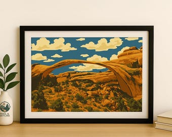 Affiche de voyage vintage du parc national des Arches : impression d'art paysage de l'Utah