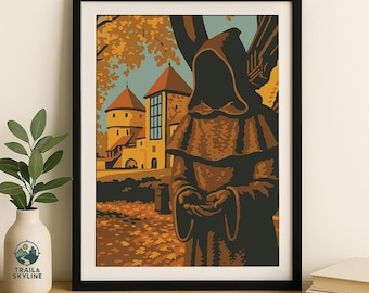 Tallinn Autumn Poster: Estonia Old Town Travel Art Print