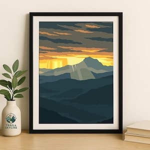 Shenandoah National Park Poster – Blue Ridge Mountains Wall Art, Sunrise Landscape Print, Appalachian Travel Poster - Gift Idea for Hikers