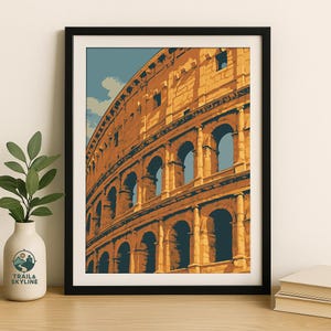 Poster stampato del Colosseo di Roma - Stampa artistica da parete di viaggio in Italia, stampa di monumenti antichi, decorazione per la casa in stile vintage con architettura romana - Regalo per viaggiatori